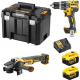 Dewalt Σετ Γωνιακός Τροχός & Κρουστικό Δραπανοκατσάβιδο Brushless 18V με 2 Μπαταρίες 5Ah και Θήκη